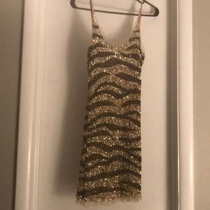 Arden B gold and black sequin mini dress